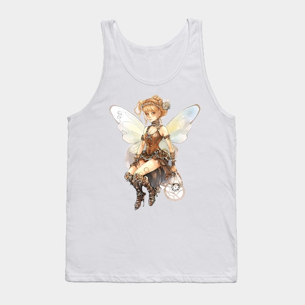 Watercolor Steampunk Fairy Girl #3 Tank Top by Chromatic Fusion Studio